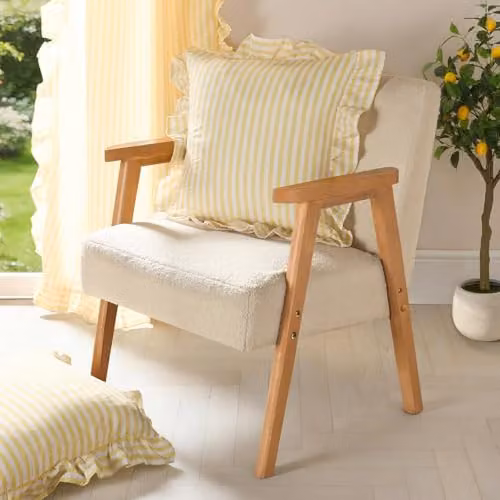 OHS Set of 2 Striped Frill Cushion Covers in Lemon, W/D/H: 45 x 45 x 45 cm – 2