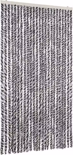 Berkfield Home Striped Chenille Fly Curtain in Grey, Black and White, W: 100 cm, H: 220 cm