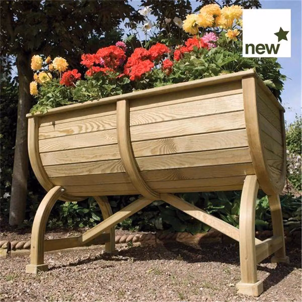 Cheshire Deluxe Barrel Planter in Brown Wood – 4