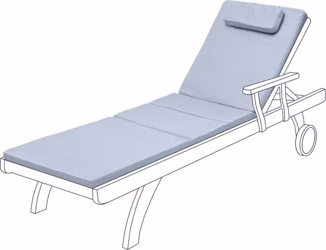 Gardenista Grey Weatherproof and UV-Resistant Rectangular Foldable Outdoor Garden Sun Lounger Cushion Pad