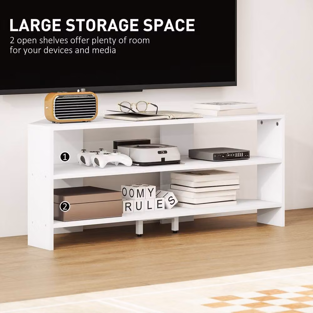 STILVORA Modern White Corner TV Stand with 2 Shelves for up to 47 Inch TVs – 5