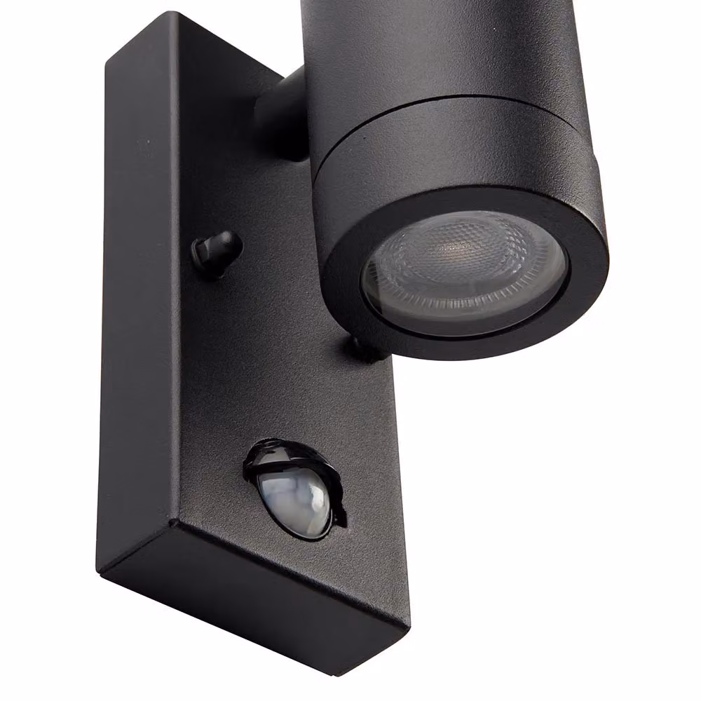 Netlighting Odyssey PIR Motion Sensor Up Down Wall Lamp in Satin Black and Clear Glass, IP44 Rated – 4
