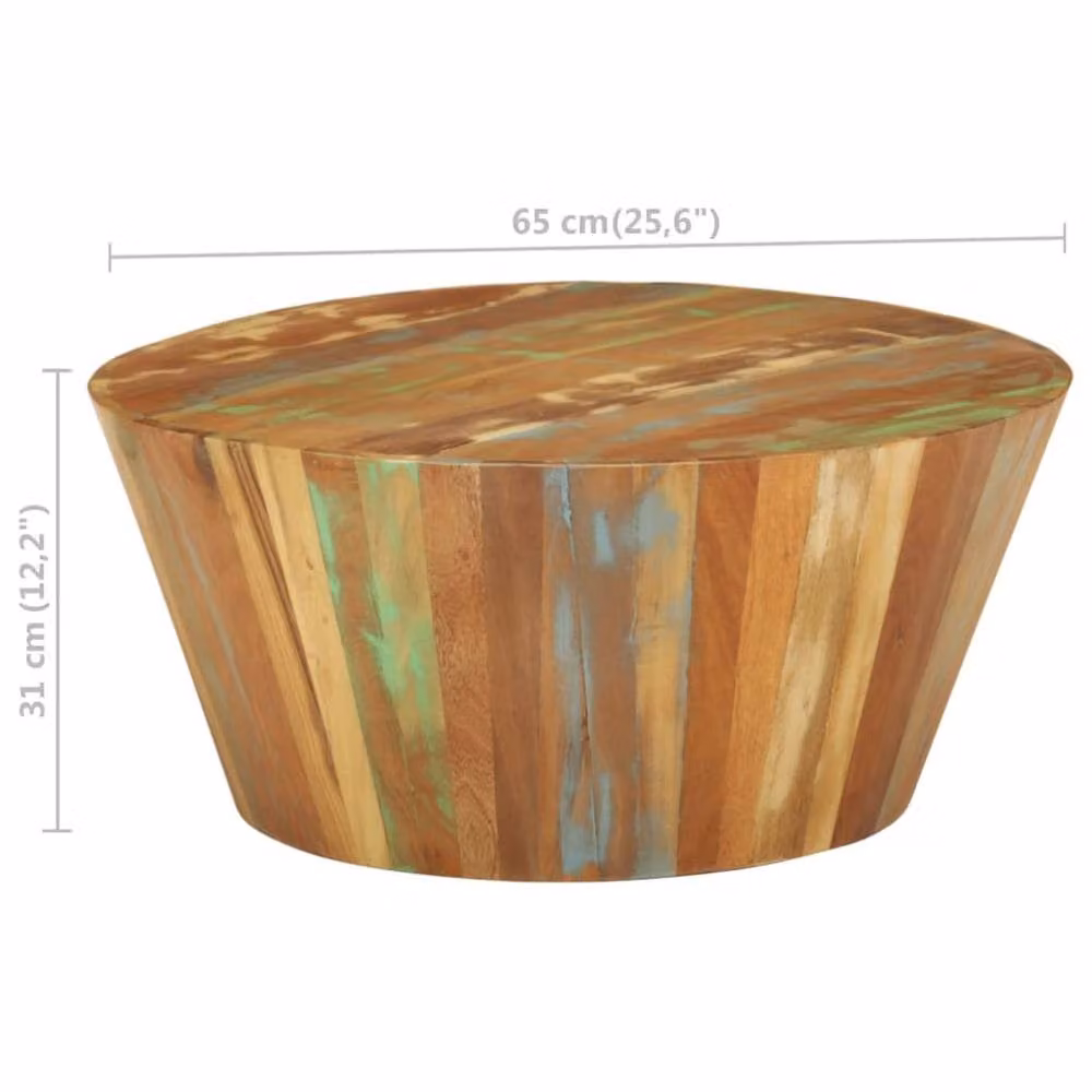 Berkfield Home Classic Round Coffee Table in Brown Solid Reclaimed Wood, Diameter: 65 cm, Height: 31 cm – 2