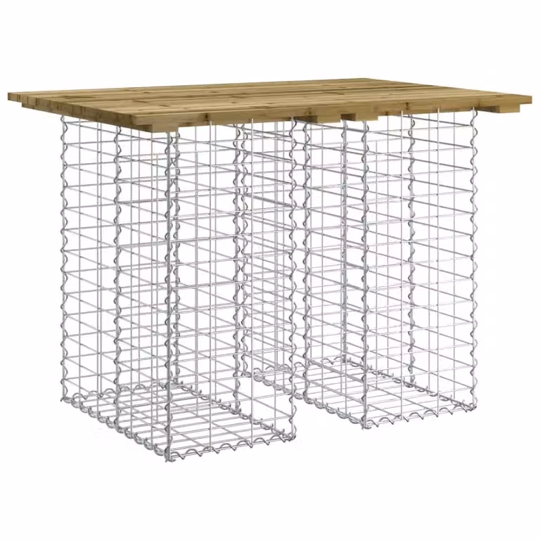 Berkfield Home Gabion Design Garden Bench in Brown Impregnated Pine Wood, W/D/H: 100 x 70 x 72 cm