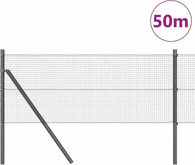 Berkfield Home Modern Welded Wire Fence with 13 Posts, Grey Steel