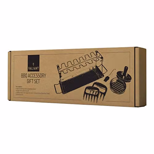 Valiant BBQ and Smoker Accessory Set in Metallic Silver with Stainless Steel and Silicone Tools – 8