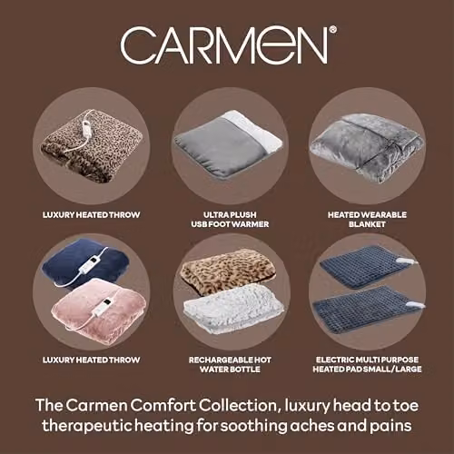 Carman Rechargeable Hot Water Bottle and Body Warmer with Automatic Temperature Control and Overheat Protection in Multicolour Leopard Print, H x 17 x 24 cm – 6