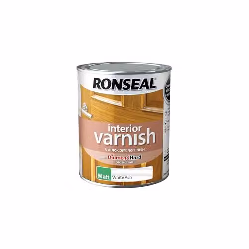 Ronseal Quick Dry Interior Wood Varnish in Matt White, 750ml