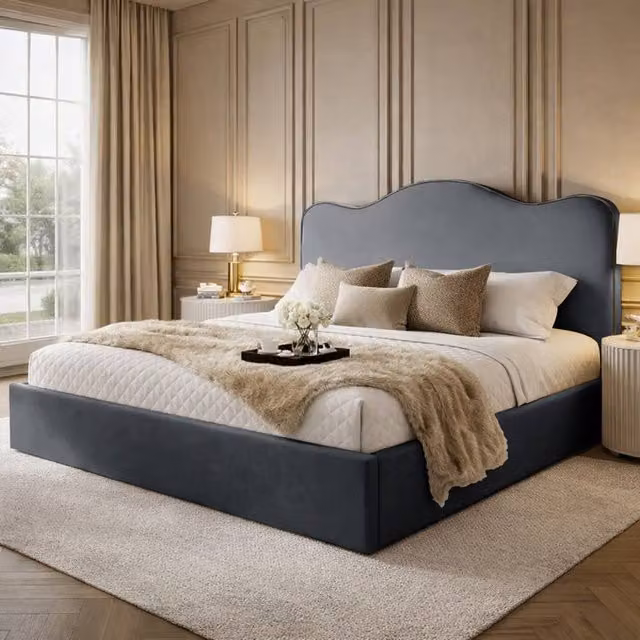 Desire Deco Angelito Ottoman Storage Bed Frame in Grey Plush Velvet, Single, W: 90 cm x L: 190 cm