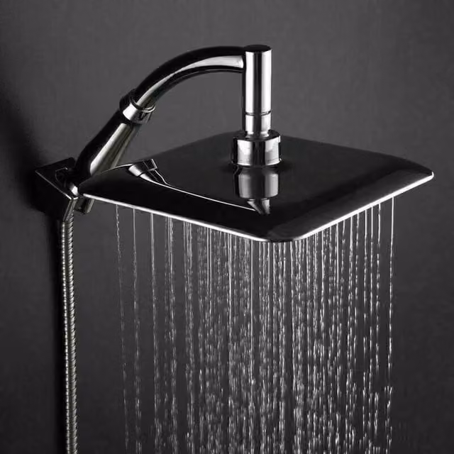NESTLUNE High Pressure Large Square Stainless Steel Shower Head in Silver, W: 20.32 cm