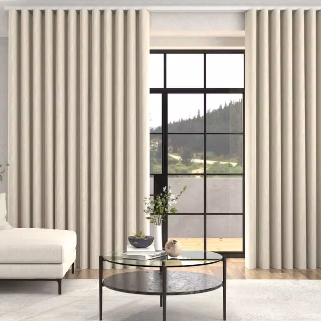 Terrys Grace Jacquard Floral Made To Measure Blackout Wave Curtains in White and Beige