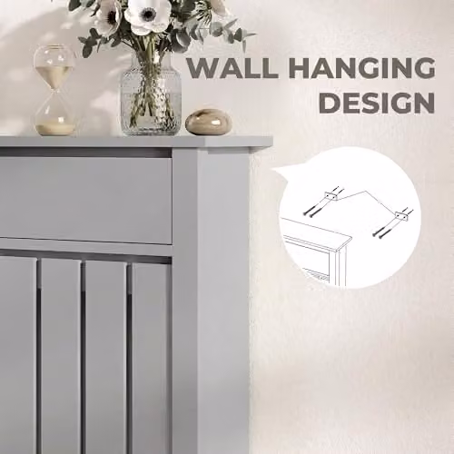 HOMCOM Radiator Cover with Drawer in Grey, W/D/H: 88.5 x 19 x 93 cm – 2