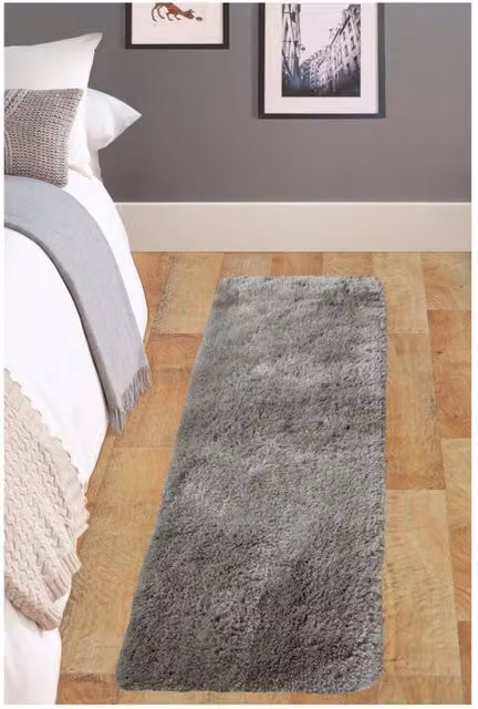 Soft Collection Shaggy Rug in Dark Grey, W: 67 cm, L: 180 cm