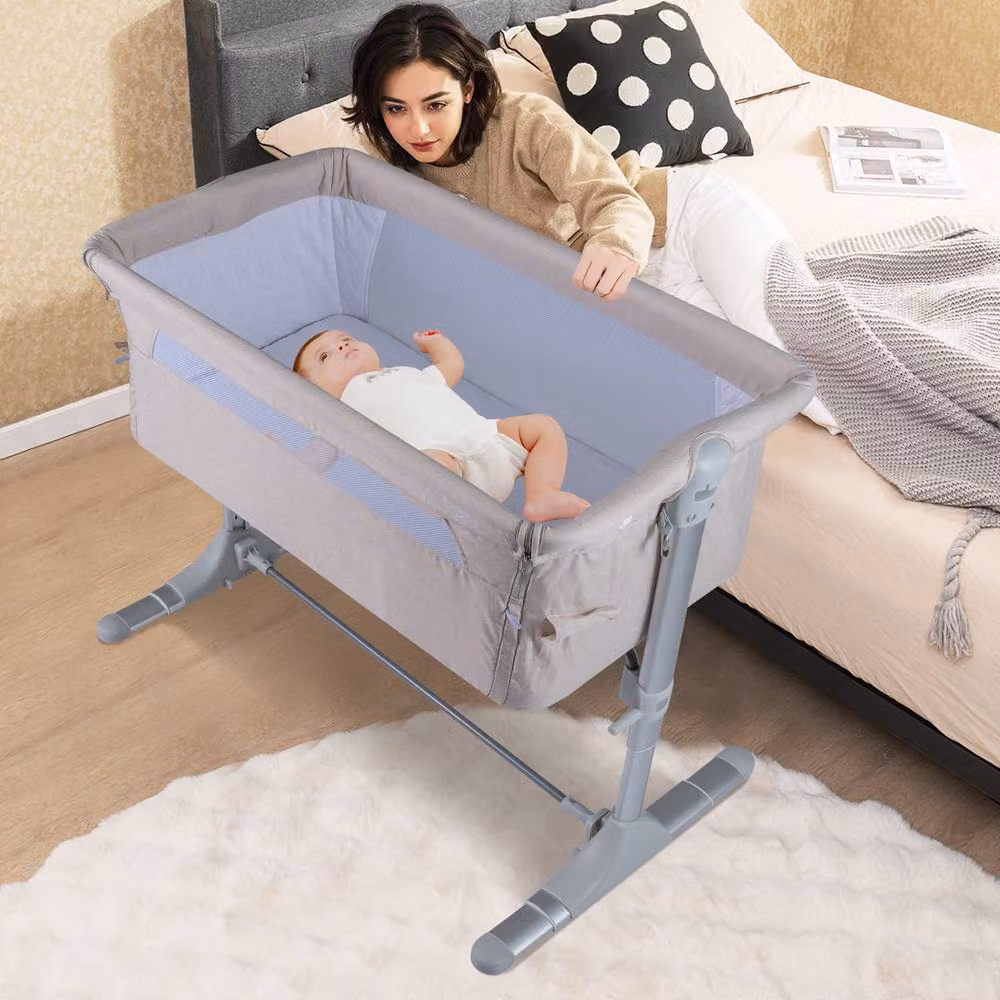 CASART Baby Bassinet Bedside Sleeper Crib with Adjustable Height in Beige – 3