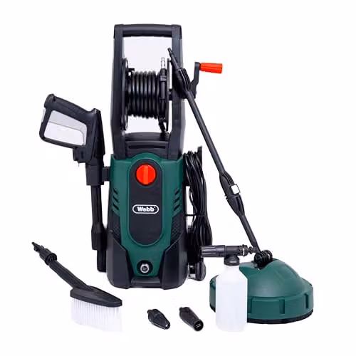 Webb WEPW1500 120 Bar Mains Pressure Washer with Accessories in Green