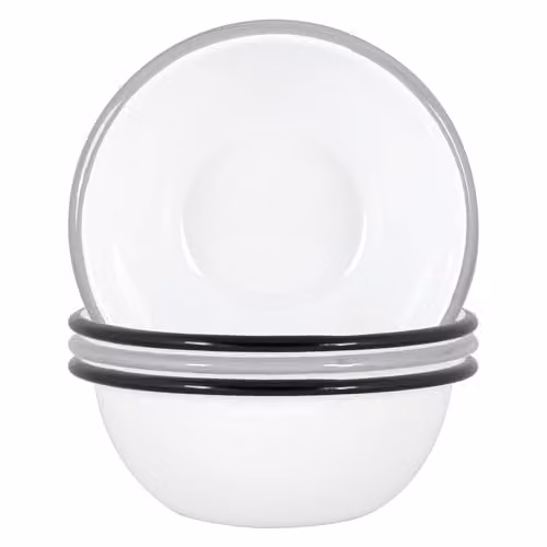 Argon Tableware Enamel Pasta Bowls, Pack of 4, Black, Grey and White, Diameter: 16 cm