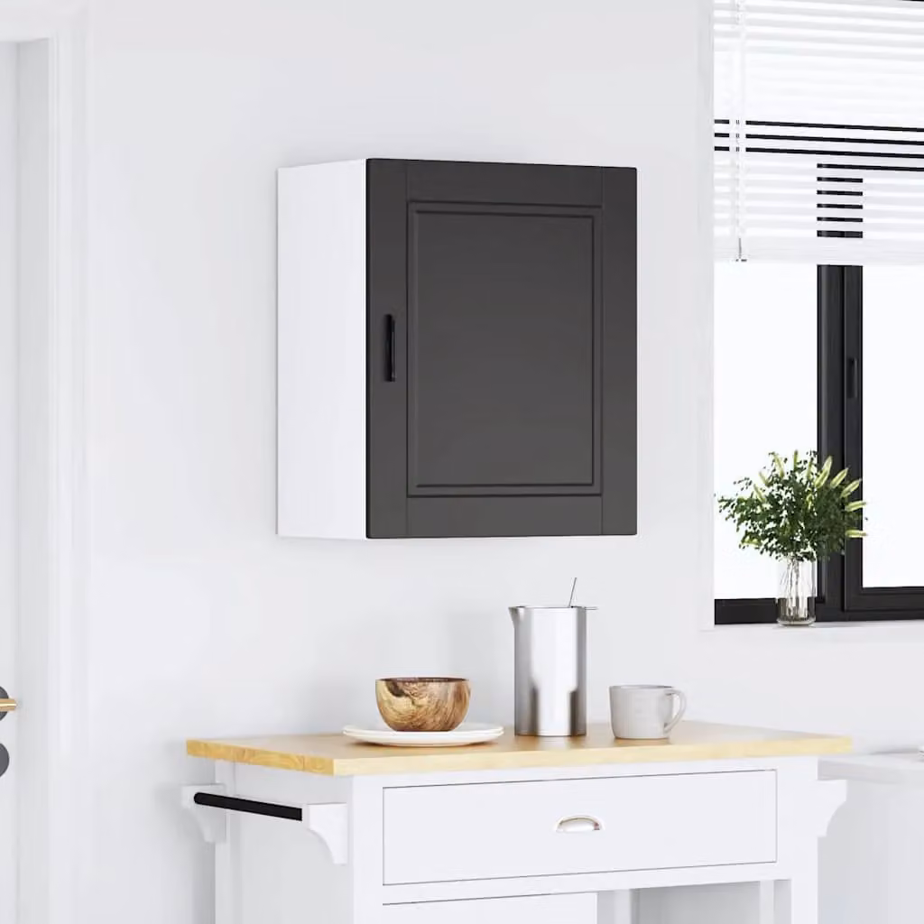 Berkfield Home Porto Modern Kitchen Wall Cabinet in Black and White Matt MDF – 2