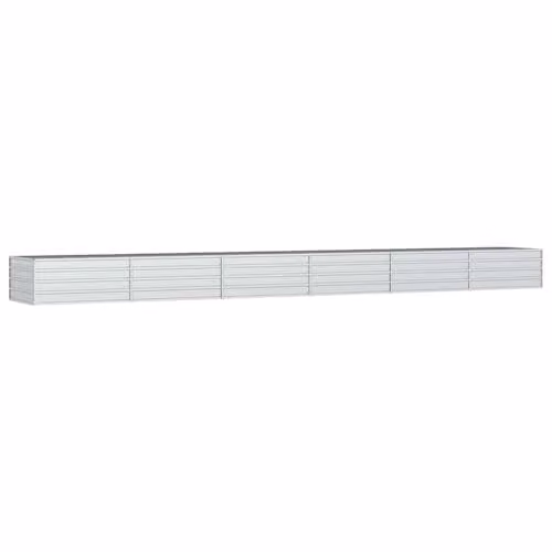 vidaXL Galvanised Steel Raised Garden Bed, Silver, W: 80 cm, D: 80 cm, H: 45 cm