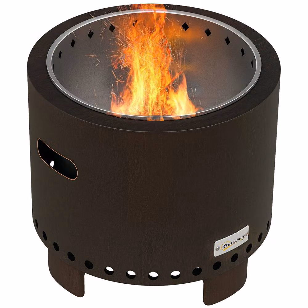 OUTSUNNY Black Metal Smokeless Wood Burning Firepit and Fire Bowl, Diameter: 45 cm – 2