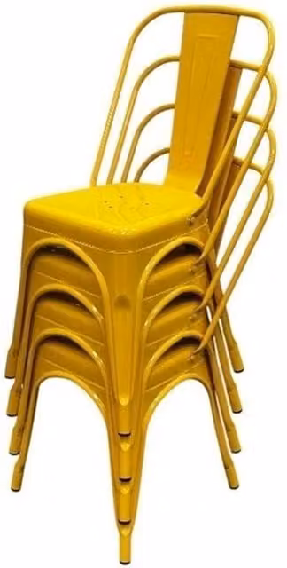 SPETLEK Set of 4 Yellow Metal Industrial Dining Chairs