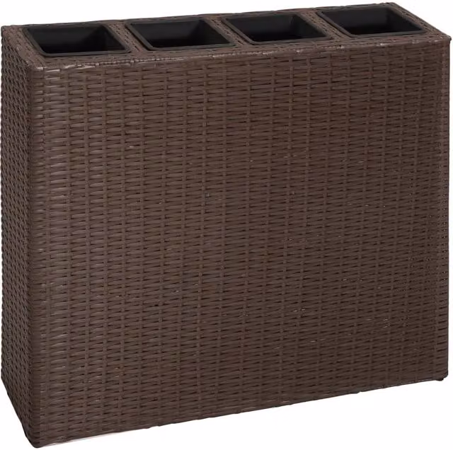 Berkfield Home Garden Raised Bed with 4 Pots in Brown Poly Rattan – 1