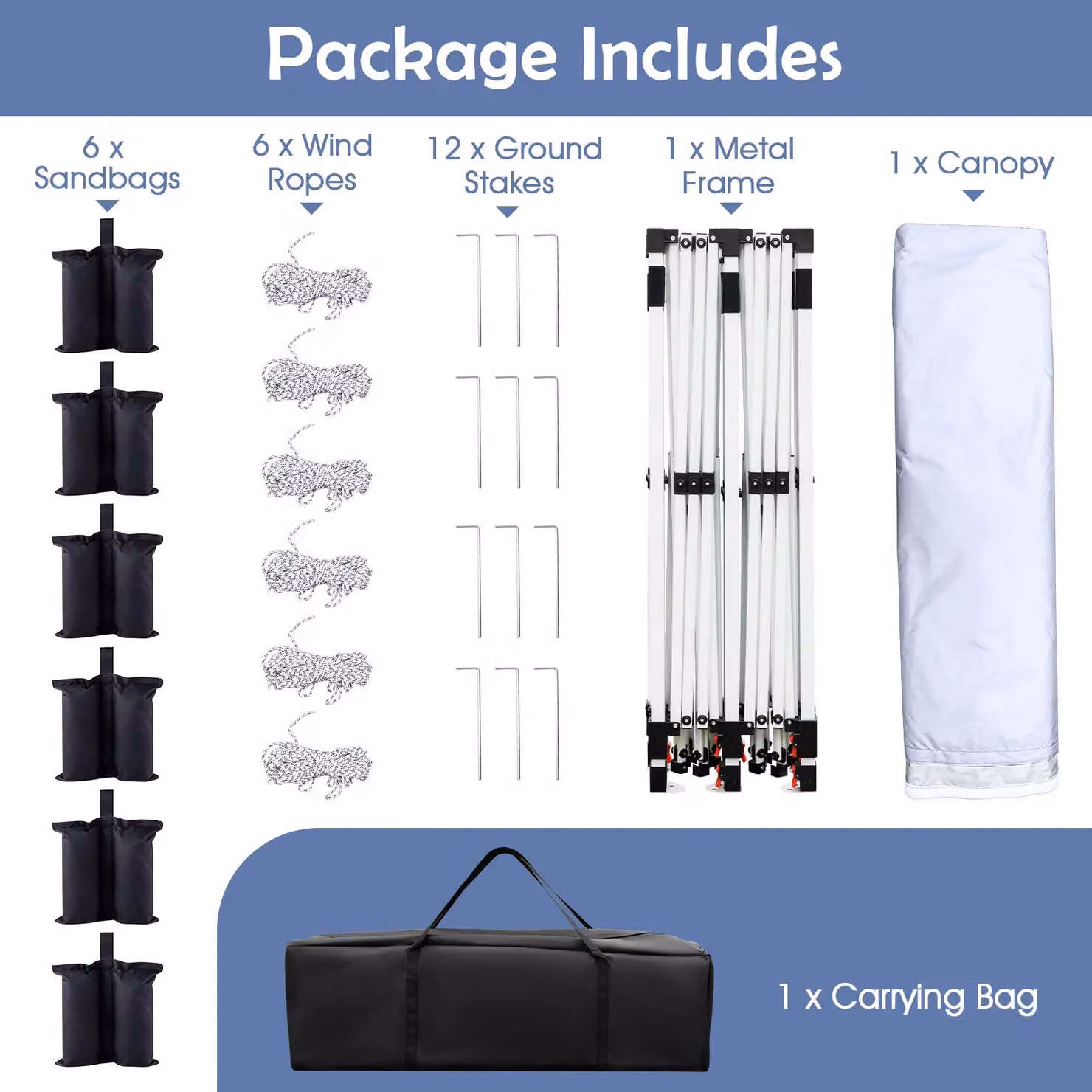 Costway White Pop-up Canopy Tent Gazebo with Carry Bag, W: 6 m, D: 3 m – 6