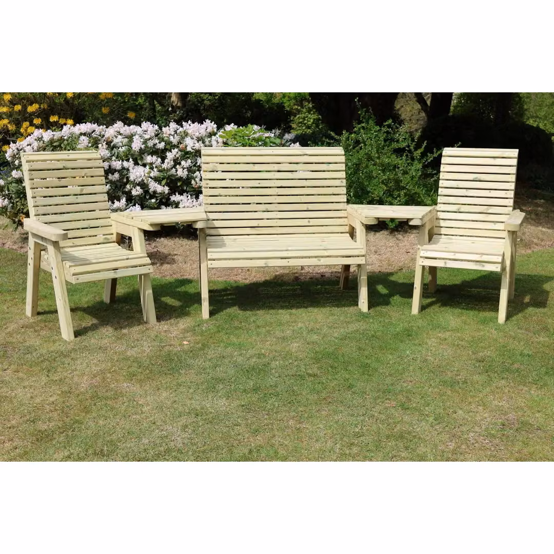 Churnet Valley Garden Furniture Ltd Wooden Garden Table and Chairs Set in Brown – 2