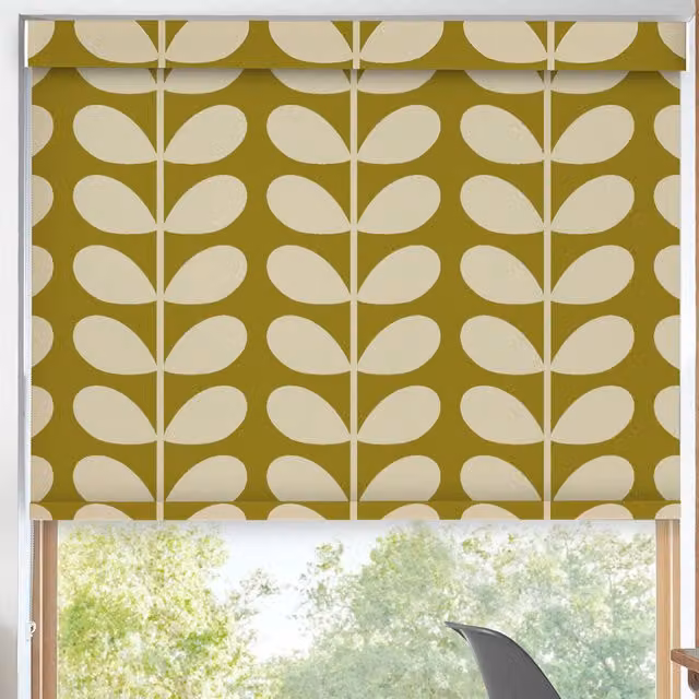 Orla Kiely Jumbo Solid Stem Made to Measure Blackout Roller Blind in Seagrass