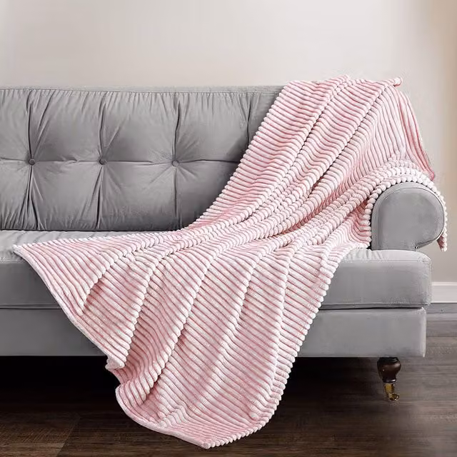 Velosso Modern Printed Cord Throw Blanket in Pink, W/D/H: 150 x 200 cm