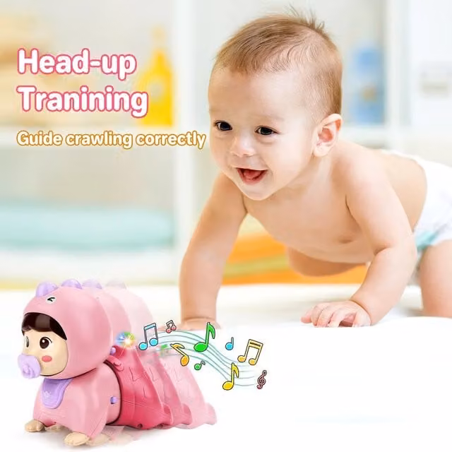 DeAO Pink Crawling Baby Doll Learning Toy with Music and Lights