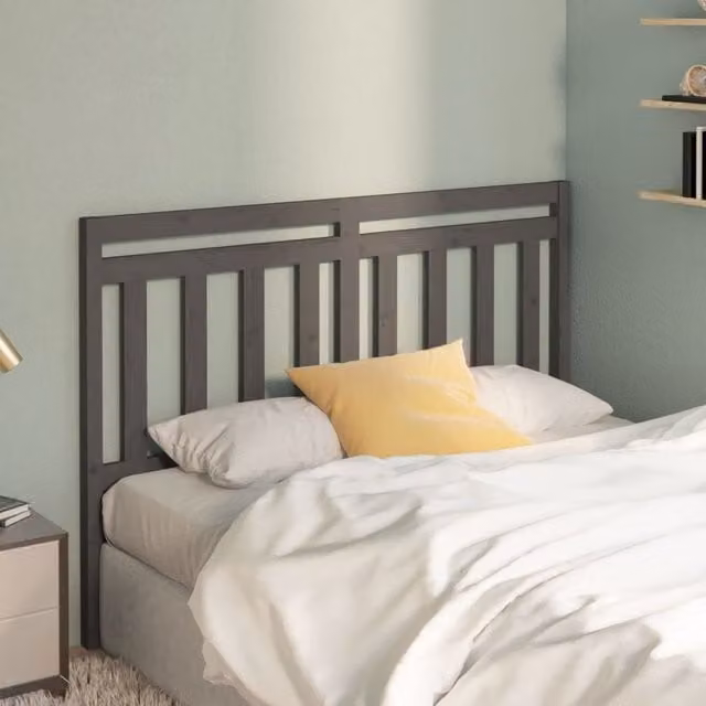 Berkfield Home Grey Solid Wood Pine Bed Headboard W/D/H: 166 x 4 x 100 cm