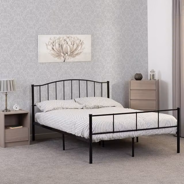 Seconique Newton 4'6'' Double Bed in Black Metal