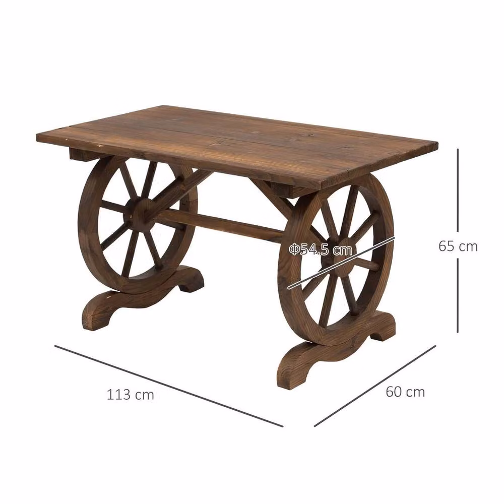 EONLION Brown Wood Outdoor Dining Table for Garden, Balcony or Terrace, Width: 100 cm – 2