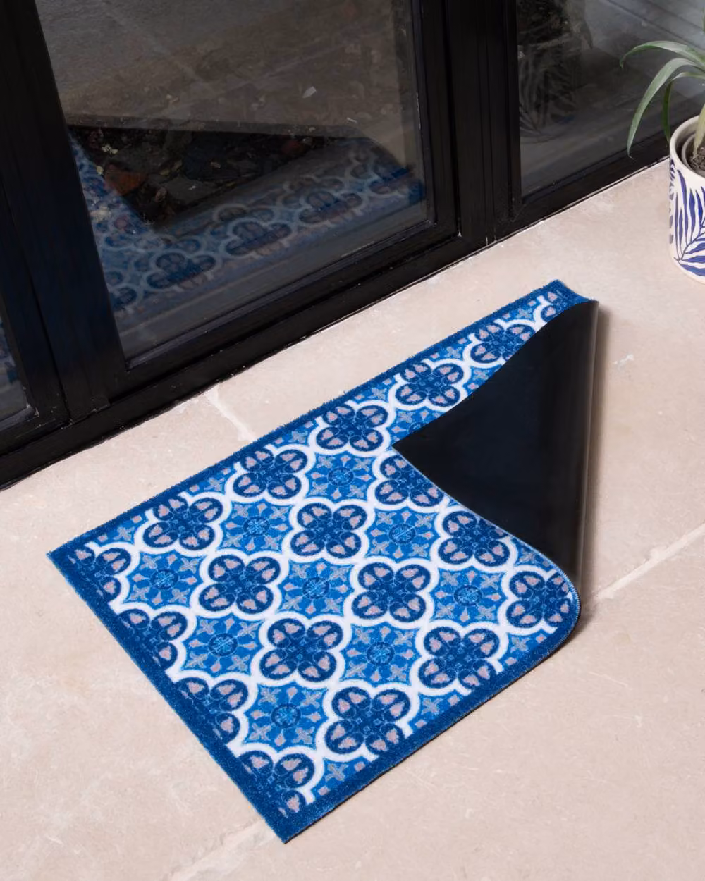Artsy Mats Blue Mosaic Tile Washable Non-Slip Indoor Doormat, W: 60 cm, L: 150 cm – 2