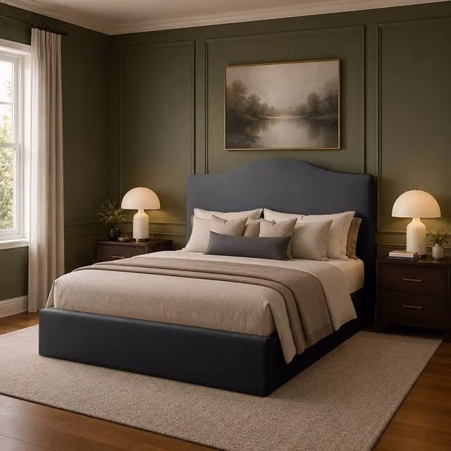 Desire Deco Brooklyn Upholstered Plush Velvet Bed Frame in Charcoal Grey, Super King (200 x 200 cm)