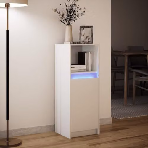 vidaXL Modern White Sideboard with Integrated LED Lighting, W/D/H: 38 x 34 x 100 cm – 2