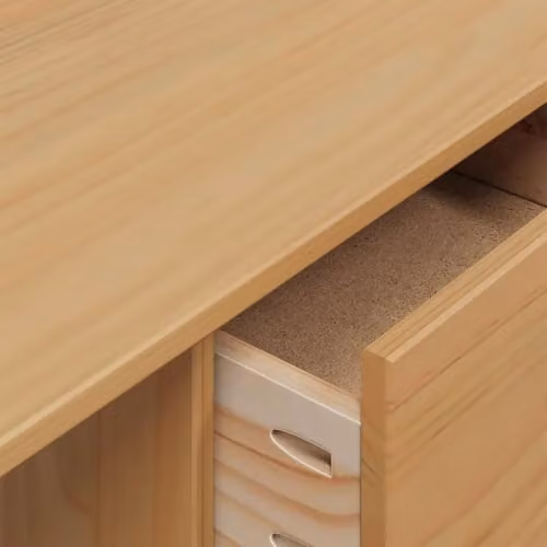 vidaXL Modern Writing Desk with Drawers in Brown Pine Wood, W/D/H: 100 x 45 x 74 cm – 4
