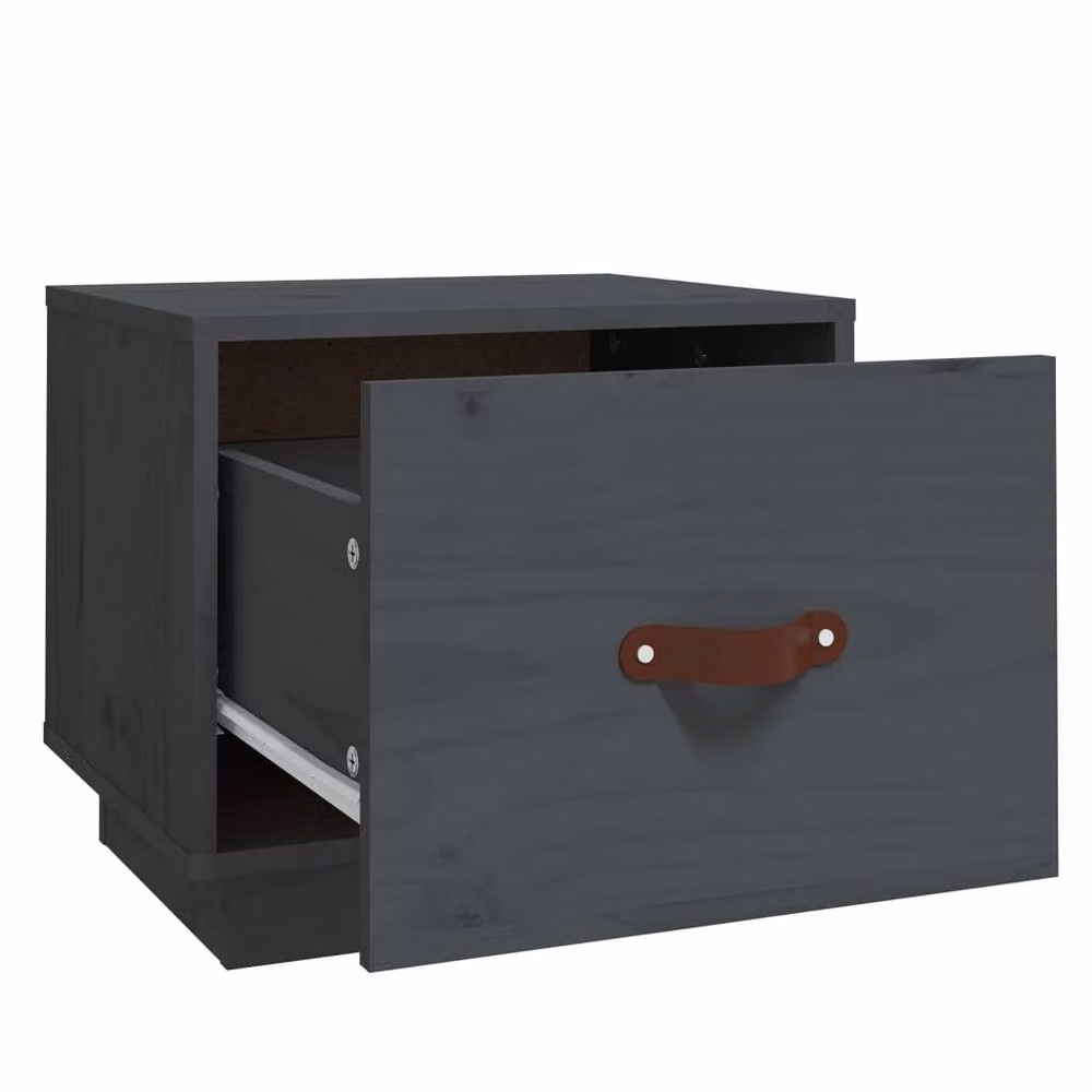 Berkfield Home Grey Solid Wood Pine Bedside Cabinet W/D/H: 40 x 34 x 35 cm – 4