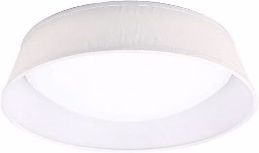 Netlighting Nordica LED Flush Ceiling Light in White with Cylindrical Fabric Shade, Diameter: 45 cm, 2100 lm