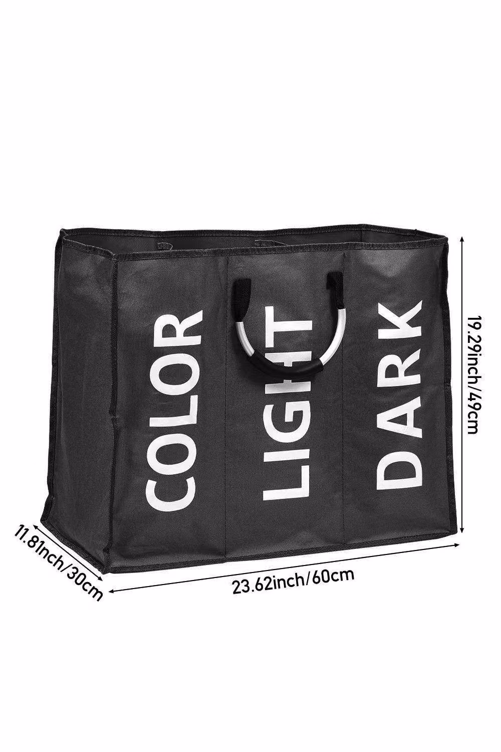 H&O Direct 3 Bin Fabric Laundry Hamper and Sorter in Grey – 2