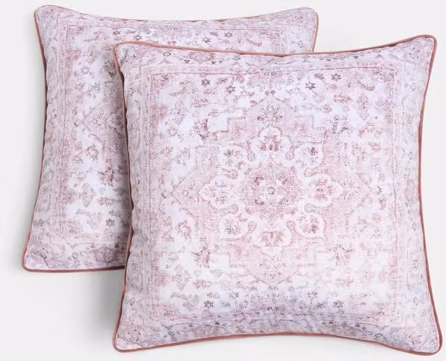 OHS Vintage Floral Printed Square Cushion Covers in Pink