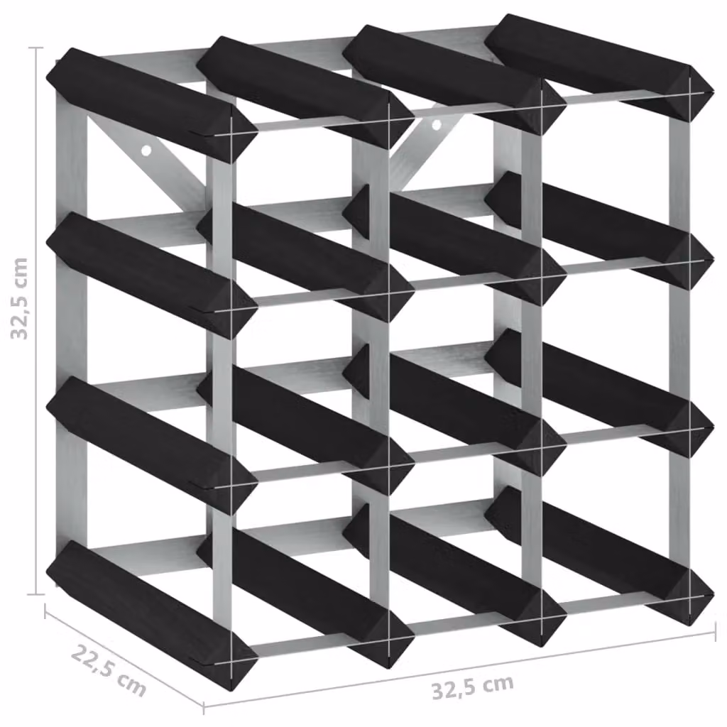 Berkfield Home Black Solid Pine Wood Wall Mounted Wine Rack for 12 Bottles – 5