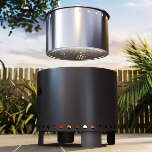 Outsunny Smokeless Wood Burning Metal Fire Pit in Grey, Diameter: 45 cm – 8