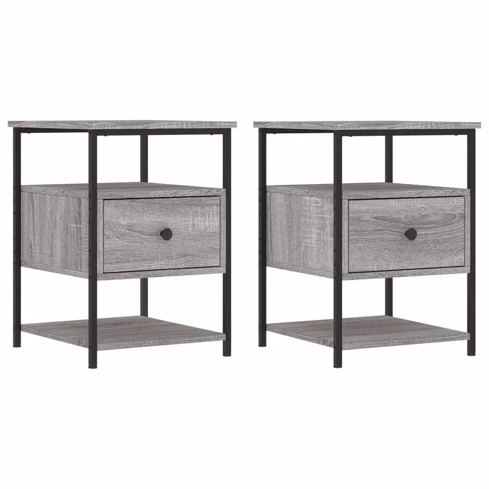 Berkfield Home Set of 2 Durable Bedside Cabinets in Grey Sonoma, W/D/H: 40 x 42 x 56 cm – 3