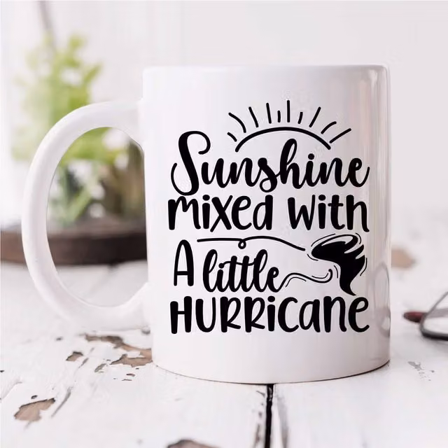 60 Second Makeover Limited Sunshine Mixed with a Little Hurricane Sarcasm Ceramic Mug in White