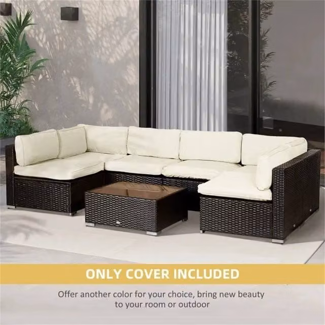 KORVIXA 12 Piece Replacement Cushion Cover Set for Garden Rattan Sofa in Beige