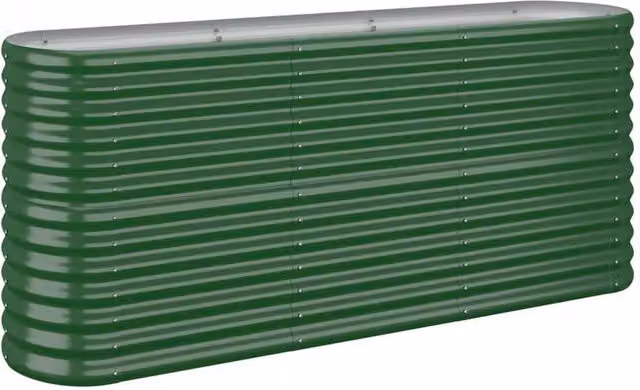 Berkfield Home Garden Powder-coated Steel Raised Bed in Green, W/D/H: 152 x 40 x 68 cm