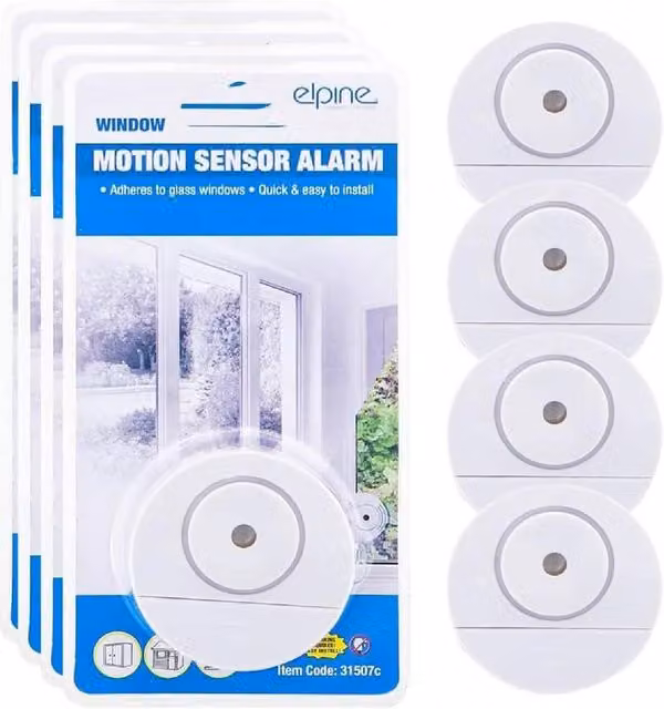 Elpine Set of 4 White Motion Sensor Alarms with Loud Sirens – 1