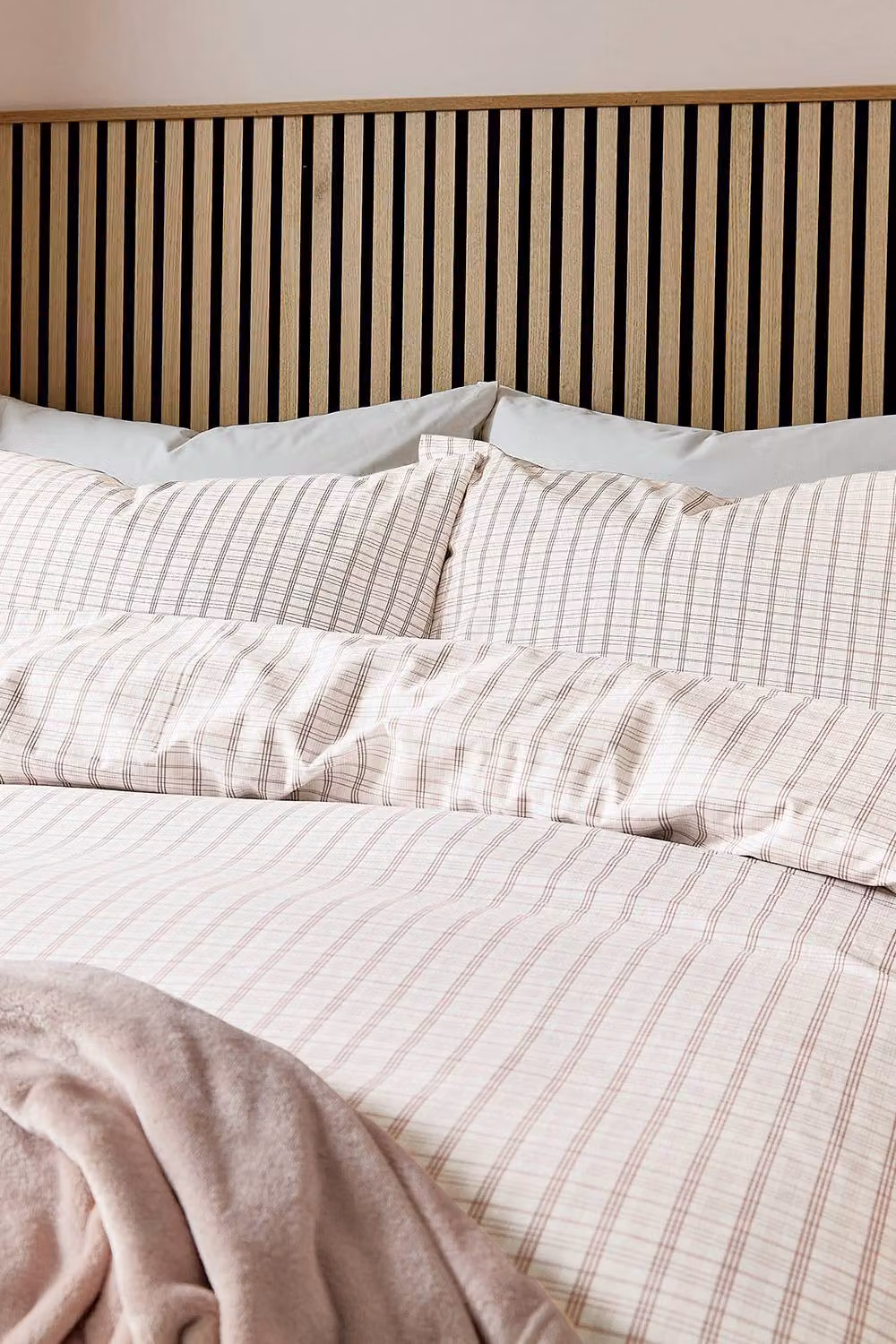 Helena Springfield Tranquil Check Reversible Duvet Cover and Pillowcase Set, Pink, W/D/H: 180 x 200 cm – 2