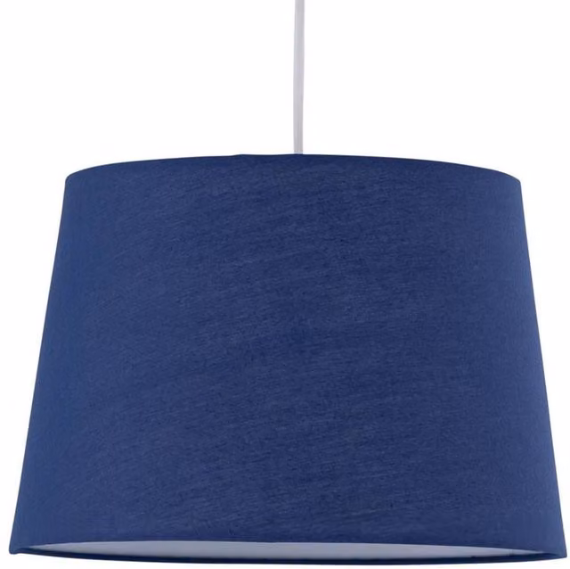 First Choice Lighting Blue Cotton Tapered Cylinder Pendant Lamp Shade, Diameter: 28 cm